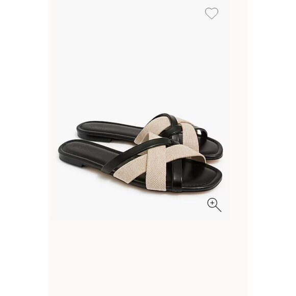 J.Crew Mixed crisscross slide sandals Black Size 9 CG152 - Picture 1 of 8
